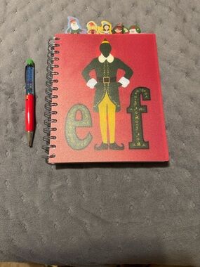 NEW Elf Themed Spiral Notebook and Pen